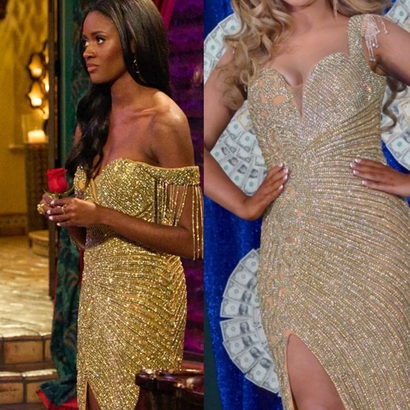 Portia and Scarlett Gold Beaded Sequin Crystal Formal Dress Size 12 NWT - Picture 2 of 9